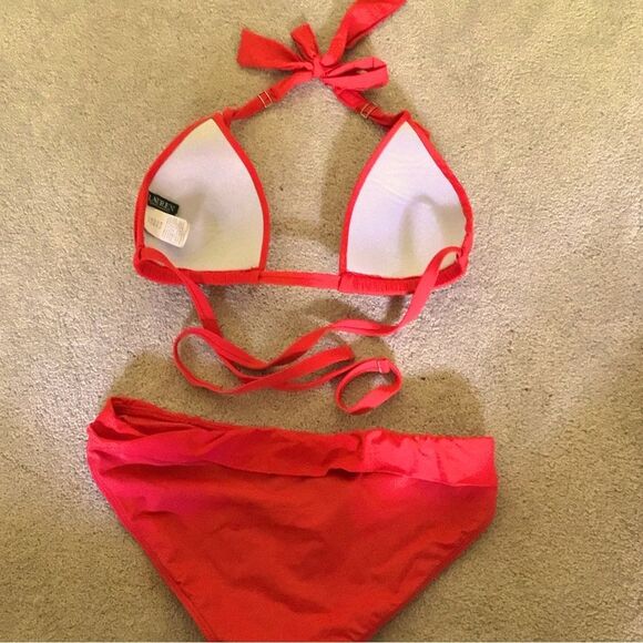 Ralph Lauren Red Bikini Swimsuit Top & Bottom - Picture 5 of 6
